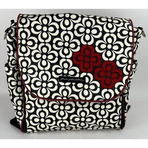 Petunia Pickle Bottom Boxy Backpack Style Diaper Bag black/white/red 15"x14"